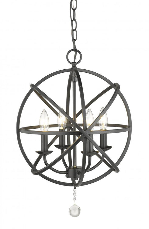 Z-Lite Tull 4 Light Chandelier in Matte Black Finish Model: 458-16MB