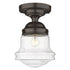 Z-Lite Vaughn 1 Light Flush Mount in Brushed Nickel Finish Model: 735F10-BN