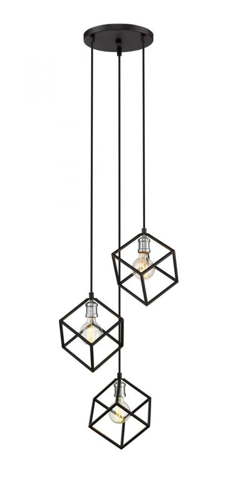 Z-Lite Vertical 3 Light Chandelier in Bronze + Olde Brass Finish Model: 478-3BRZ-OBR