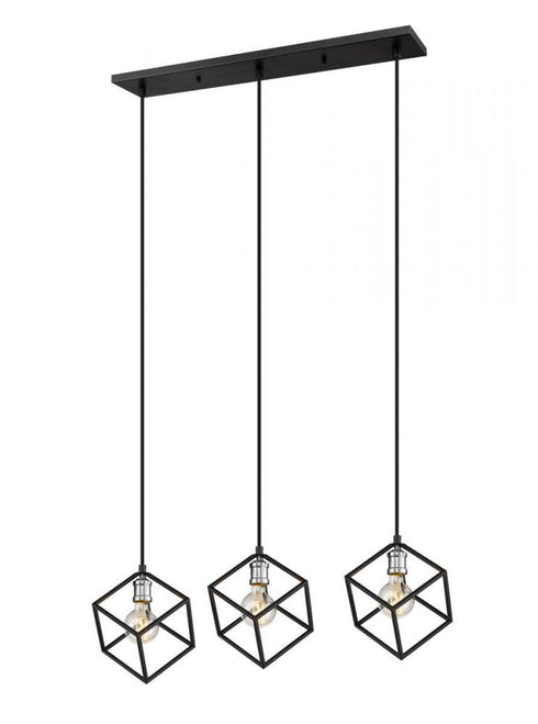 Z-Lite Vertical 3 Light Linear Chandelier in Matte Black + Brushed Nickel Finish Model: 478-3L-MB-BN