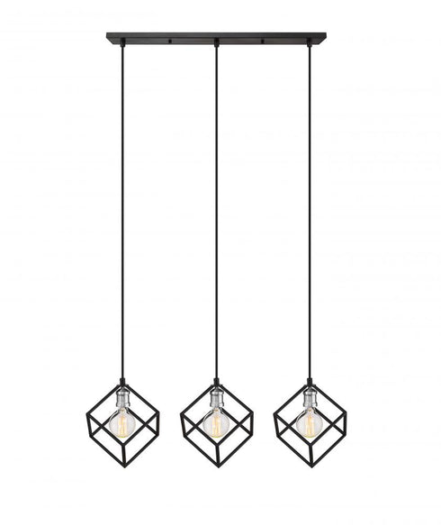 Z-Lite Vertical 3 Light Linear Chandelier in Matte Black + Brushed Nickel Finish Model: 478-3L-MB-BN