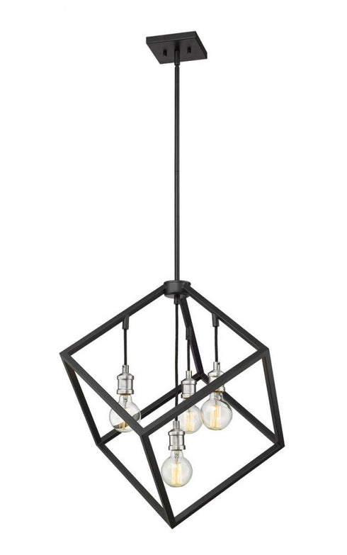Z-Lite Vertical 4 Light Chandelier in Bronze + Olde Brass Finish Model: 478P24-BRZ-OBR