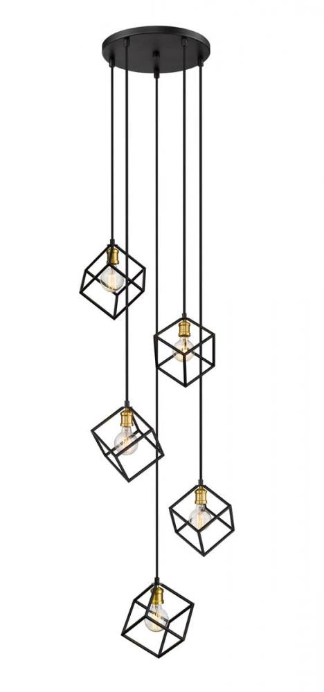 Z-Lite Vertical 5 Light Chandelier in Bronze + Olde Brass Finish Model: 478-5BRZ-OBR
