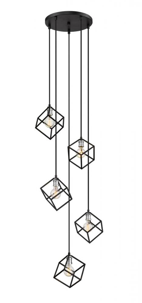 Z-Lite Vertical 5 Light Chandelier in Bronze + Olde Brass Finish Model: 478-5BRZ-OBR