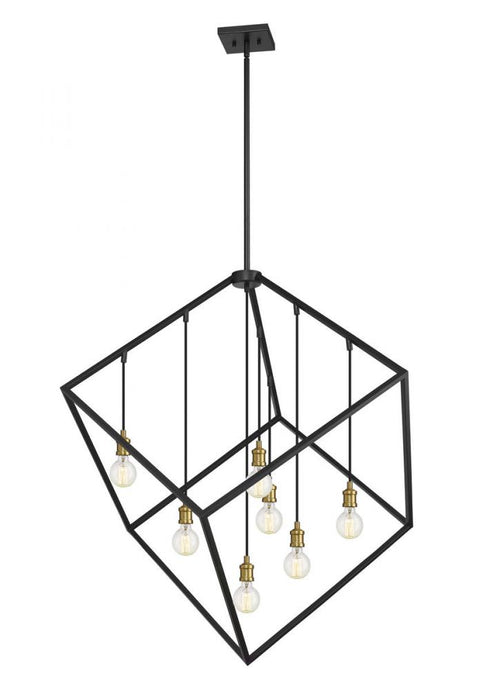 Z-Lite Vertical 7 Light Chandelier in Bronze + Olde Brass Finish Model: 478P44-BRZ-OBR