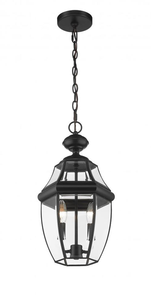 Z-Lite Westover 2 Light Outdoor Chain Mount Ceiling Fixture in Black Finish Model: 580CHM-BK