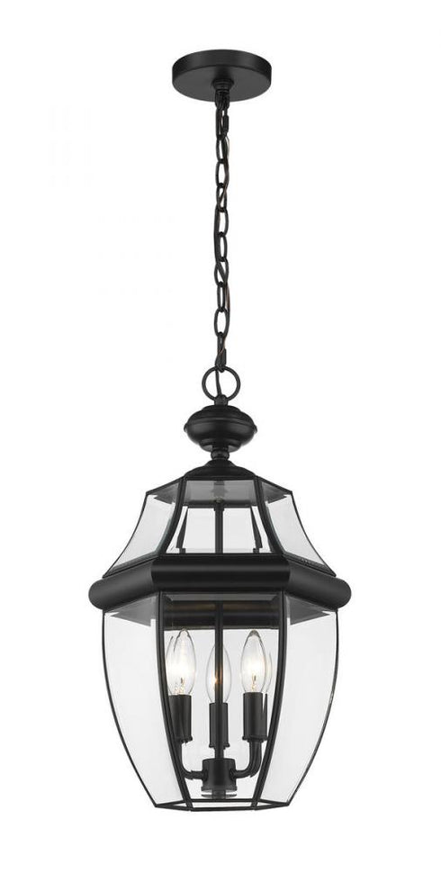 Z-Lite Westover 3 Light Outdoor Chain Mount Ceiling Fixture in Black Finish Model: 580CHB-BK