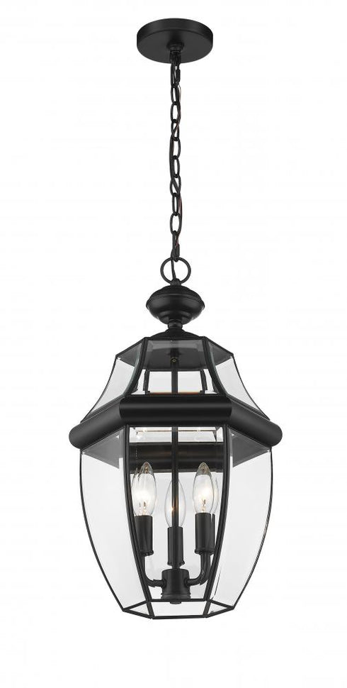 Z-Lite Westover 3 Light Outdoor Chain Mount Ceiling Fixture in Black Finish Model: 580CHB-BK