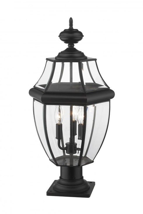Z-Lite Westover 3 Light Outdoor Pier Mounted Fixture in Black Finish Model: 580PHB-533PM-BK