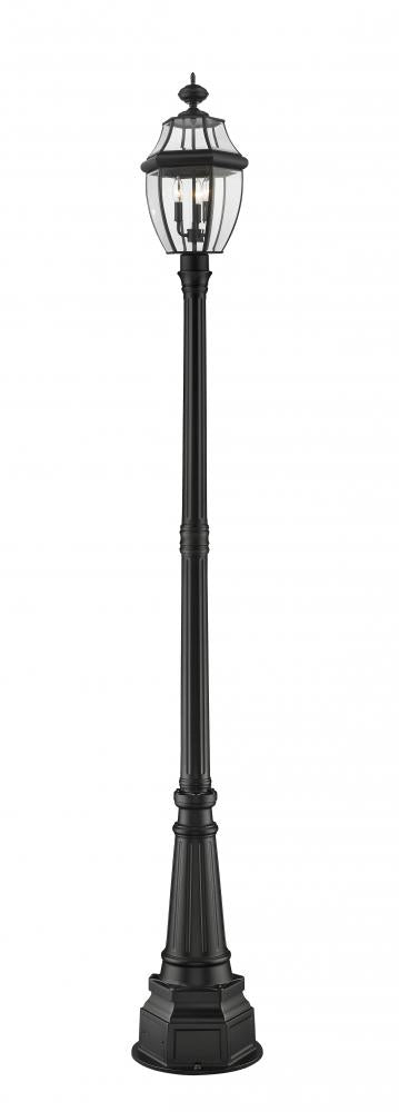 Z-Lite Westover 3 Light Outdoor Post Mounted Fixture in Black Finish Model: 580PHB-564P-BK