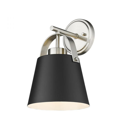 Z-Lite Z-Studio 1 Light Wall Sconce in Matte Black + Brushed Nickel Finish Model: 726-1S-MB+BN