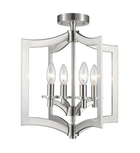 Z-Lite Zander 4 Light Semi Flush Mount in Brushed Nickel Finish Model: 6008SFC-BN