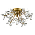 ZEEV Lighting ADELLE 3 Light Floral Crystal Pedal Sputnik in Aged Brass Flush Mount Model: FM60053-3-AGB