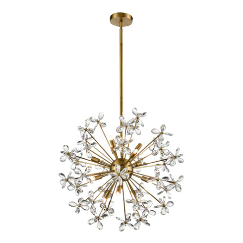 ZEEV Lighting ADELLE 8 Light Floral Crystal Pedal Sputnik in Matte Black Pendant Light Model: CD10212-8-MBK