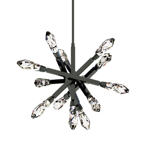 Zeev Lighting ANGELUS 13 Light LED 3CCT 34 Inch 13 Light Crafted Crystals in Satin Brushed Black Sputnik Chandelier Model: CD11418-LED-13-SBB