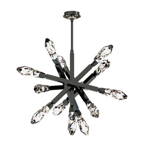 Zeev Lighting ANGELUS 13 Light LED 3CCT 34 Inch 13 Light Crafted Crystals in Satin Brushed Black Sputnik Chandelier Model: CD11418-LED-13-SBB