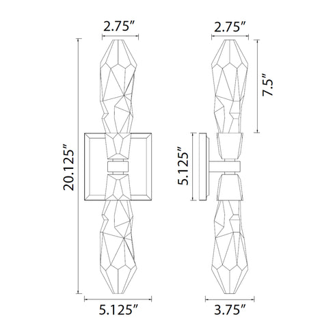 Zeev Lighting ANGELUS 2 Light LED 3CCT 2 Light Crafted Crystal in Satin Brushed Black Duo Wall Sconce Model: WS11412-LED-2-SBB