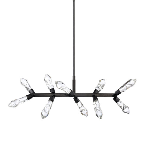 ZEEV Lighting Angelus 48 Inch LED 10 Light Crystal Linear Pendant in Brushed Black in Satin Brushed Black Finish Model: PL11415-LED-10-SBB