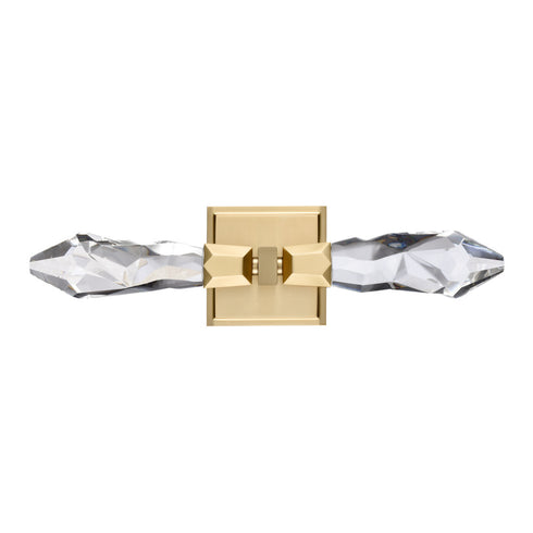 ZEEV Lighting Angelus LED 2 Light Crystal Duo Wall Sconce in Aged Brass Model: WS11409-LED-2-AGB