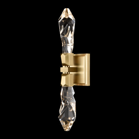 ZEEV Lighting Angelus LED 2 Light Crystal Duo Wall Sconce in Aged Brass Model: WS11409-LED-2-AGB