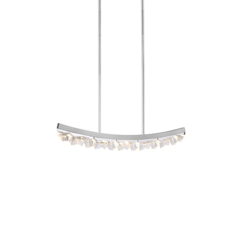 Zeev Lighting ARCUS 1 Light LED 3CCT 32 Inch Unique Curved Crystal in Aged Brass Linear Pendant Light Model: PL11609-LED-32-AGB