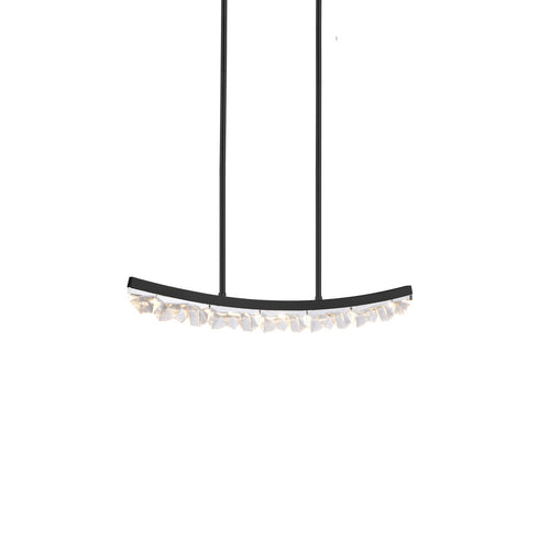 Zeev Lighting ARCUS 1 Light LED 3CCT 32 Inch Unique Curved Crystal in Aged Brass Linear Pendant Light Model: PL11609-LED-32-AGB