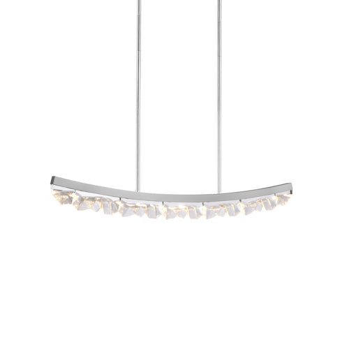 Zeev Lighting ARCUS 1 Light LED 3CCT 32 Inch Unique Curved Crystal in Aged Brass Linear Pendant Light Model: PL11609-LED-32-AGB