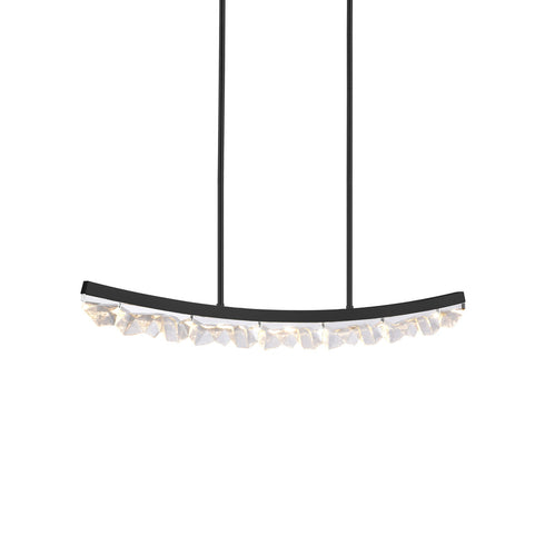 Zeev Lighting ARCUS 1 Light LED 3CCT 32 Inch Unique Curved Crystal in Aged Brass Linear Pendant Light Model: PL11609-LED-32-AGB