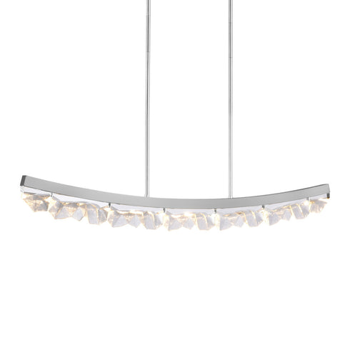 Zeev Lighting ARCUS 1 Light LED 3CCT 32 Inch Unique Curved Crystal in Aged Brass Linear Pendant Light Model: PL11609-LED-32-AGB
