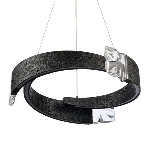 ZEEV Lighting Arcus LED 32 Inch Segmental Crystal Chandelier in Textured Black in Textured Matte Black Finish Model: CD11621-LED-3-32-TMBK