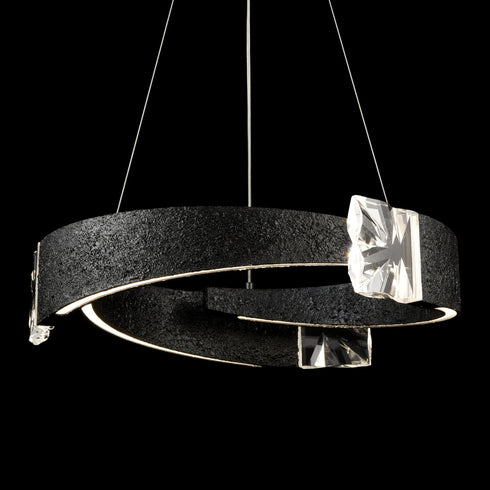ZEEV Lighting Arcus LED 32 Inch Segmental Crystal Chandelier in Textured Black in Textured Matte Black Finish Model: CD11621-LED-3-32-TMBK