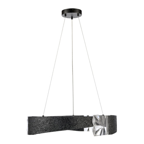 ZEEV Lighting Arcus LED 32 Inch Segmental Crystal Chandelier in Textured Black in Textured Matte Black Finish Model: CD11621-LED-3-32-TMBK