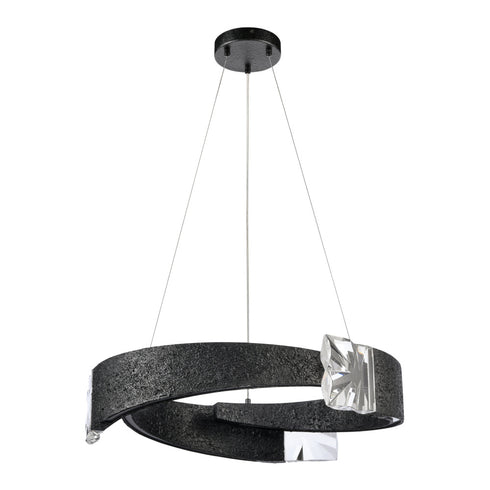 ZEEV Lighting Arcus LED 32 Inch Segmental Crystal Chandelier in Textured Black in Textured Matte Black Finish Model: CD11621-LED-3-32-TMBK