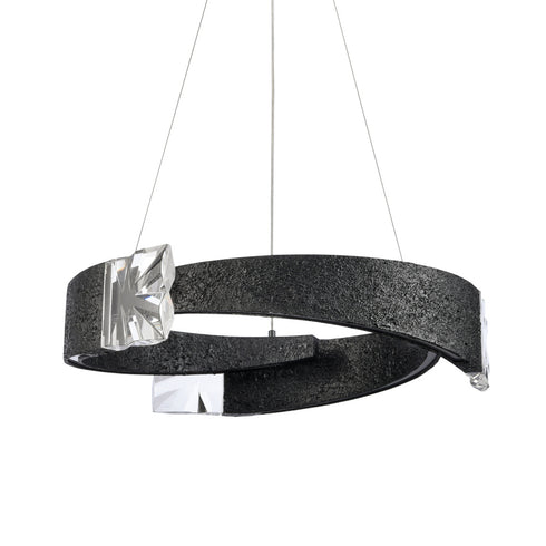 ZEEV Lighting Arcus LED 32 Inch Segmental Crystal Chandelier in Textured Black in Textured Matte Black Finish Model: CD11621-LED-3-32-TMBK