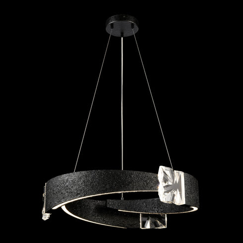 ZEEV Lighting Arcus LED 32 Inch Segmental Crystal Chandelier in Textured Black in Textured Matte Black Finish Model: CD11621-LED-3-32-TMBK