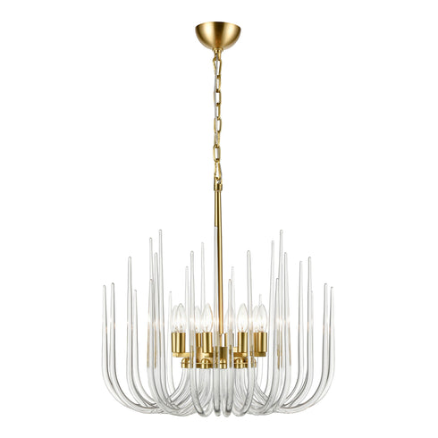 ZEEV Lighting ASTORIA 12 Light Solid Curved Clear Glass in Satin Brushed Black Chandelier Model: CD10032-12-SBB