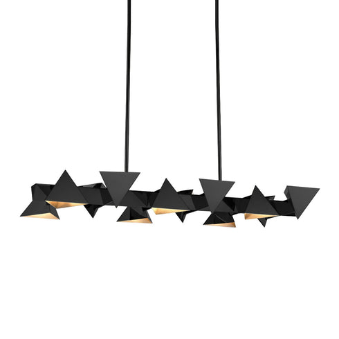 ZEEV Lighting AVANTE 12 Light Geometric Triangular in Matte Black Linear Pendant Model: CD10034-12-MBK
