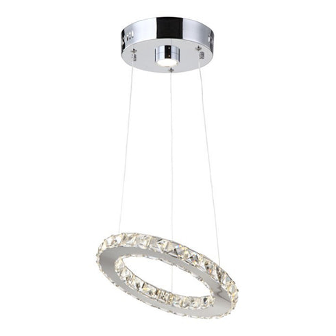 ZEEV Lighting Blair LED 12 Inch Crystal Ring Pendant in Polished in Chrome Model: P30029-LED-CH-D