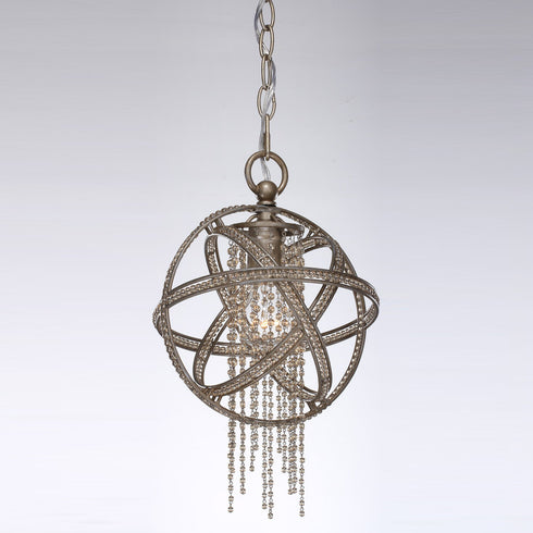 ZEEV Lighting CASCADE 1 Light 11 Inch Orbital Crystal Chandelier in Silver Leaf Burnished Finish Model: MP40011-1-SL-B