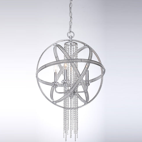 ZEEV Lighting CASCADE 4 Light 18 Inch Orbital Crystal Chandelier in Silver Leaf Finish Model: P30011-4-SL