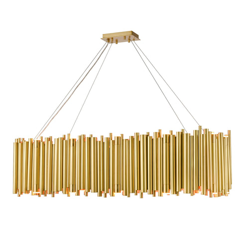 ZEEV Lighting CATHEDRAL 40 Light 48 Inch Modern Rectangular Organ Pipe in Aged Brass Chandelier Model: CD10393-24+16-AGB