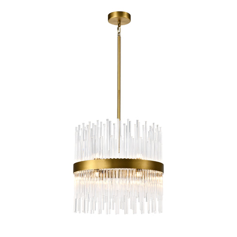 Zeev Lighting CITADEL 12 Light 12 Light 18 Inch Sleek in Aged Brass Banded Crystal Drum Chandelier Model: CD10404-12-P-AGB