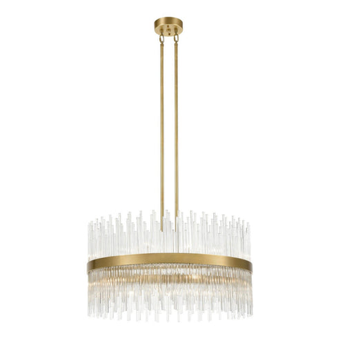 ZEEV Lighting CITADEL 22 Light 32 Inch Sleek in Aged Brass Band Drum Shade Crystal Chandelier Model: CD10313-22-AGB