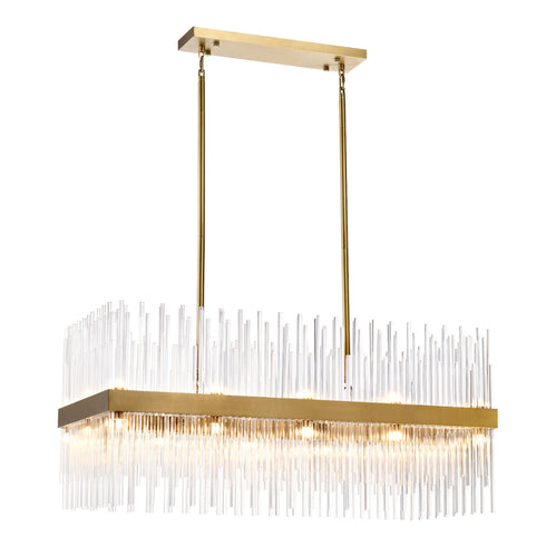 Zeev Lighting CITADEL 24 Light 24 Light 36 Inch Sleek in Aged Brass Banded Rectangular Crystal Chandelier Model: CD10406-24-P-AGB