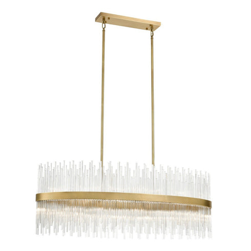 ZEEV Lighting CITADEL 24 Light 48 Inch Sleek in Aged Brass Band Oval Crystal Chandelier Model: CD10315-24-AGB