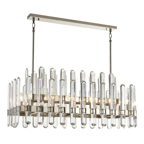 ZEEV Lighting CLARION 14 Light 48 Inch 2 Tier in Polished Nickel Rectangular Crystal Chandelier Model: CD10333-14-PN
