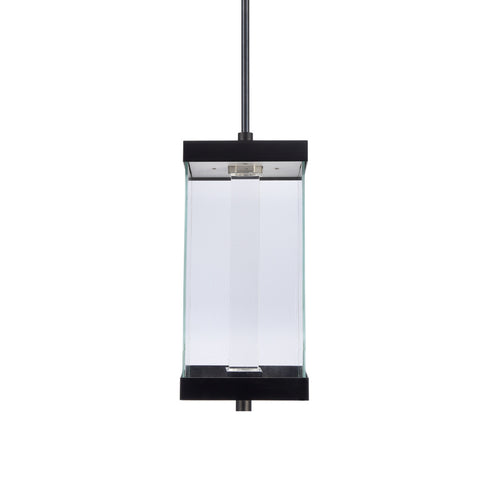 ZEEV Lighting Claro Outdoor LED 12 Inch Square Glass Crystal Pendant in Matte Black Model: EP11106-LED-12S-MBK