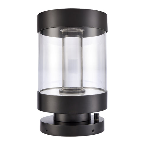ZEEV Lighting Claro Outdoor LED 14 Inch Round Glass Crystal Bollard in Matte Black Model: EBP11122-LED-12R-MBK