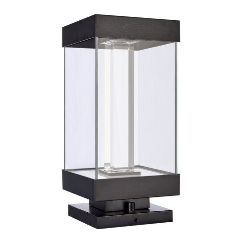 ZEEV Lighting Claro Outdoor LED 14 Inch Square Glass Crystal Bollard in Matte Black Model: EBP11110-LED-12S-MBK