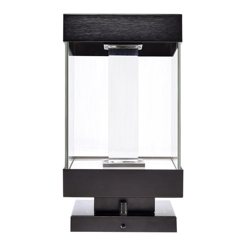 ZEEV Lighting Claro Outdoor LED 14 Inch Square Glass Crystal Bollard in Matte Black Model: EBP11110-LED-12S-MBK